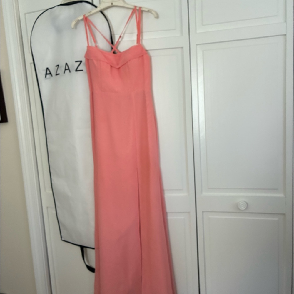 Peach Azazie long gown. Excellent condition.
